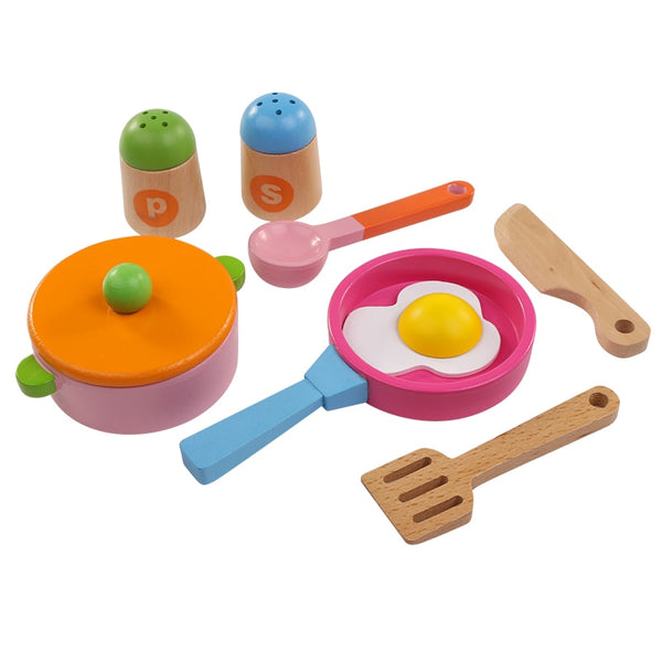 Wooden Kitchen Pretend Play Cooking Toy Set