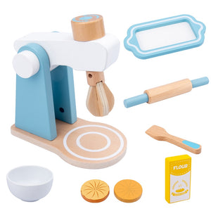 Wooden Kitchen Pretend Play Mixer and Baking Toy Set